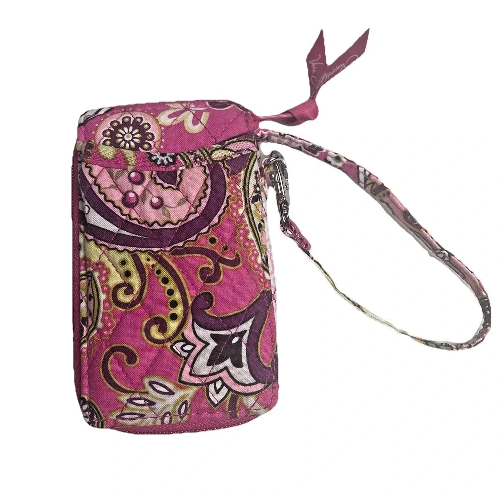 Vera Bradley Pink Wallet Very Berry Paisley All In One Wristlet ID Retired NWOT - Picture 2 of 12